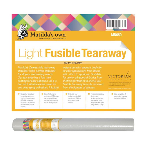 Light Fusible Tear Away 50cm x 9.1m roll Matilda's Own
